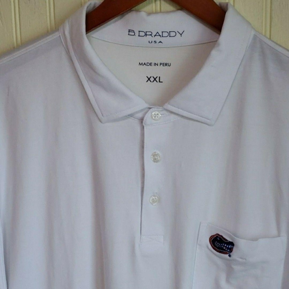 Florida Gators Polo Shirt Mens 2XL White NCAA Golf B Draddy Pocket Embroidered
